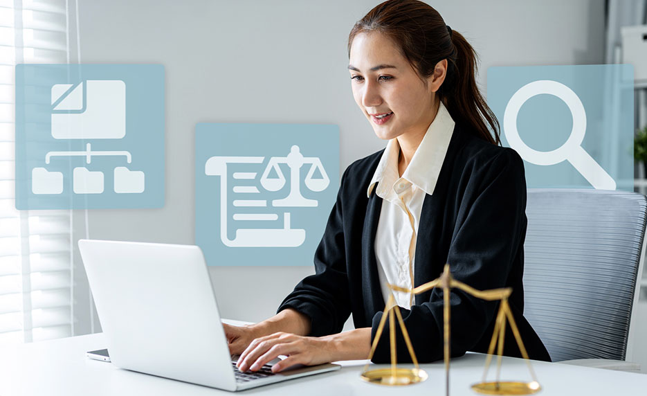 professional women typing on a laptop